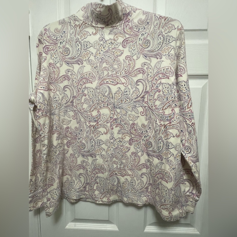 Cotton Paisley Turtleneck